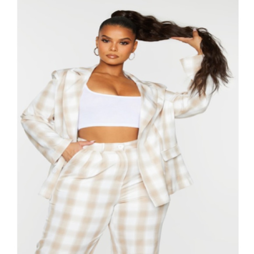 Oversized Check Double Breasted Blazer
